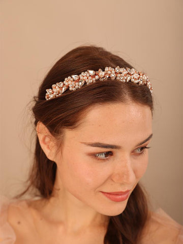 Trendy Preal Bridal Crown Diamonds Handmade Wedding Hair  -JW00554-Veeddydropshipping