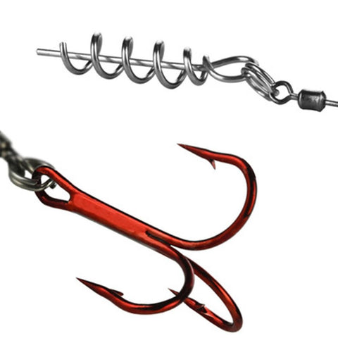 3pcs Fishing Treble Hooks w/ Center Spring Pin Twistlock Screw Rigs -OS00602-Veeddydropshipping