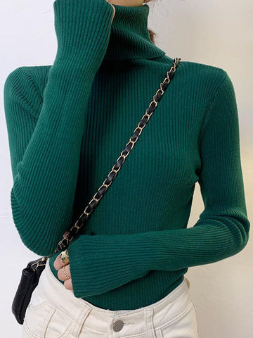 Women Pullover Turtleneck Sweater Autumn Long Sleeve-WF00003-Veeddydropshipping