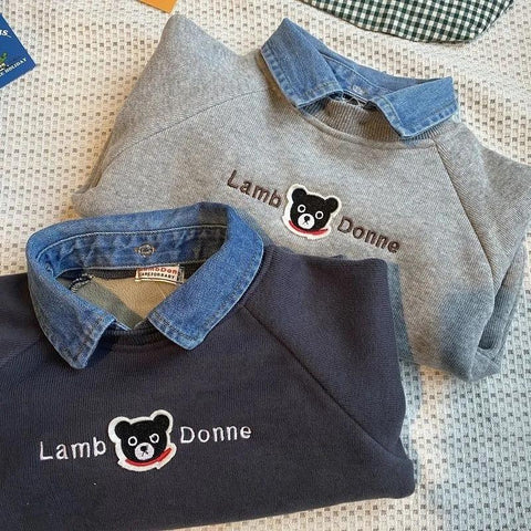 Toddler Boys Bear Polo Shirt Childrens Baby Kids Long Sleeve T-shirt Fashion-TB01347-Veeddydropshipping