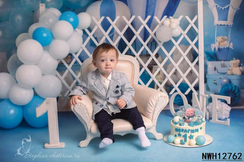 Newborn Baby 1st Birthday Party Backdrops Colorful Balloon Girl Boy Cake-CE00356-Veeddydropshipping