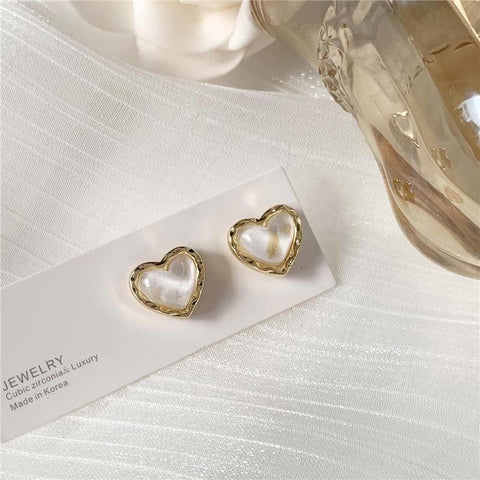 Heart Earring Women Classic Black White Stud Earrings Female -JW01429-Veeddydropshipping