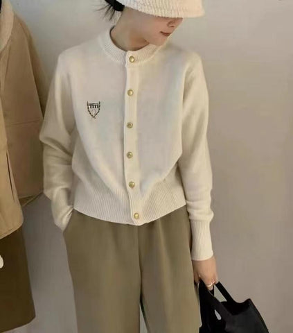 High-end embroidered cashmere sweater long-sleeved-WF00037-Veeddydropshipping