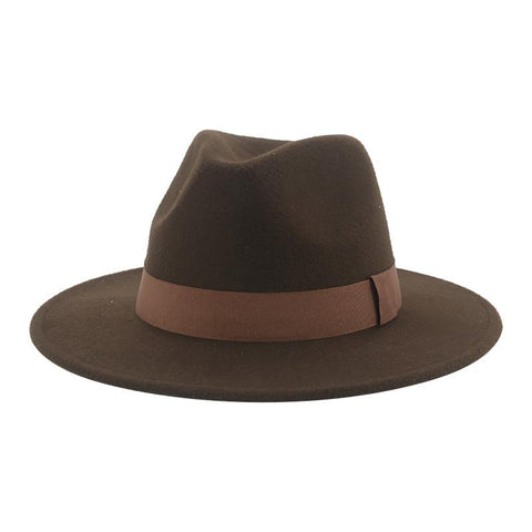 Women Ribbon Band Men&#39;s Hat Wide Brim Classic Beige-MF00991-Veeddydropshipping