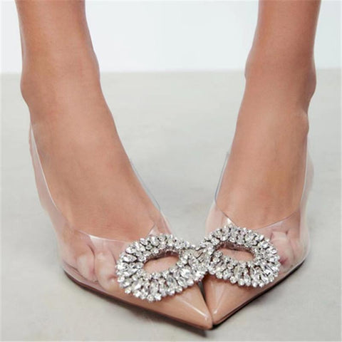 Rhinestone Pointed Sandals Transparent High Heels Women&#39;s Elegant-BS00845-Veeddydropshipping