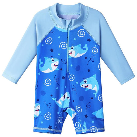UPF50+ Print Baby Girl Swimsuit Long Sleeve Kids Swimwear One Piece Toddler -OS00267-Veeddydropshipping