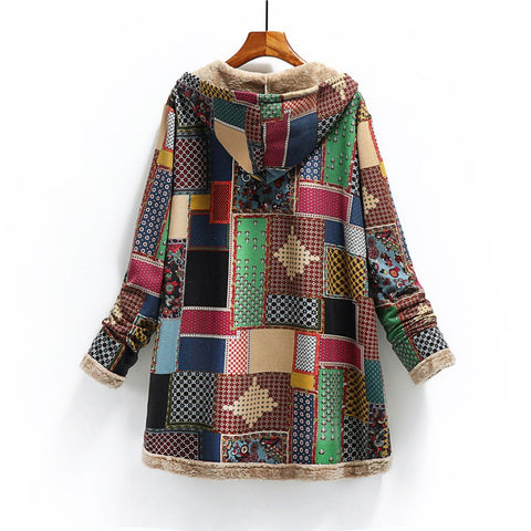 Winter Vintage Women Coat Warm Printing Thick-WF00015-Veeddydropshipping