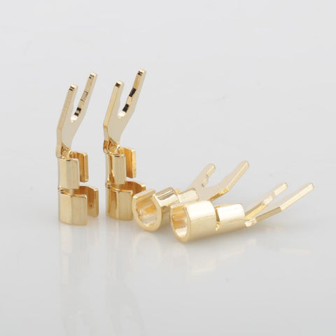 8pcs HiFi Solid Copper Gold Spade Plug Speaker Cable Wire Connector Speaker -CE00125-Veeddydropshipping