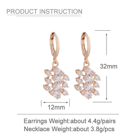 585 Rose Gold Color With Natural Zircon Earrings Sets  -JW00217-Veeddydropshipping
