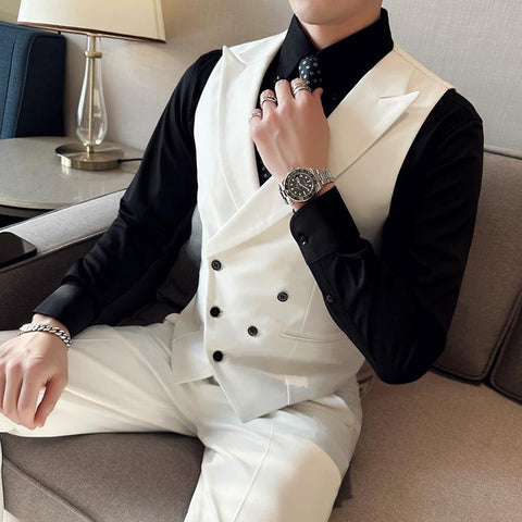 Breasted Leisure Blazer Vest/Male Slim Fit High-MF01308-Veeddydropshipping
