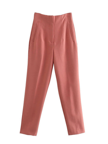 Women Straight Pants High Waist Trousers-WF00601-Veeddydropshipping