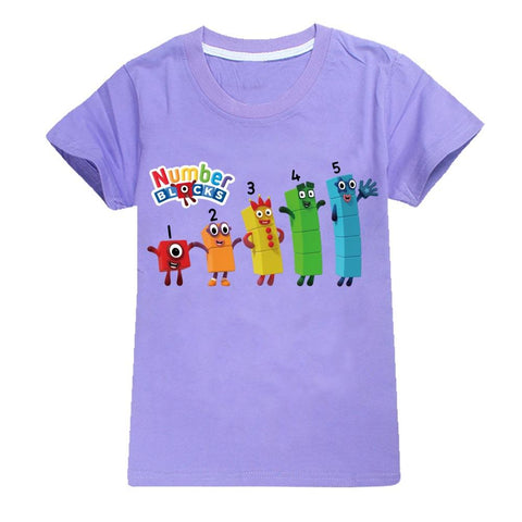 Children Cute Number Blocks Clothes Kids Summer Fashion T-shirt Baby-TB01171-Veeddydropshipping
