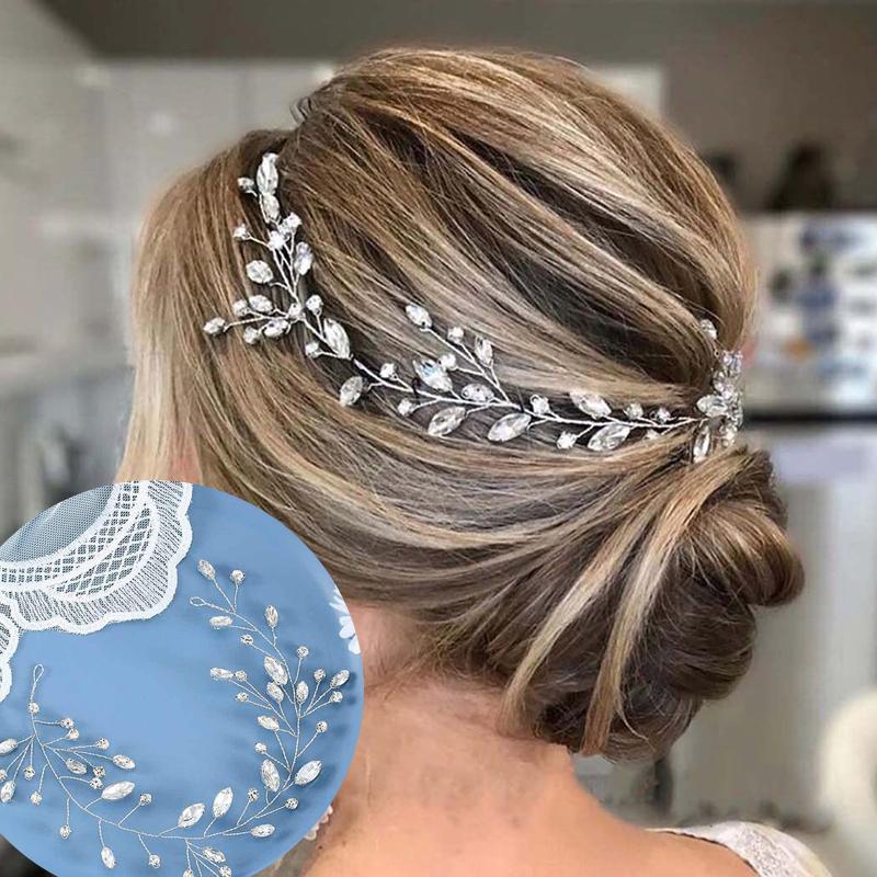 Wedding Head Flower Crystal Pearl Hair Combs -JW00445-Veeddydropshipping