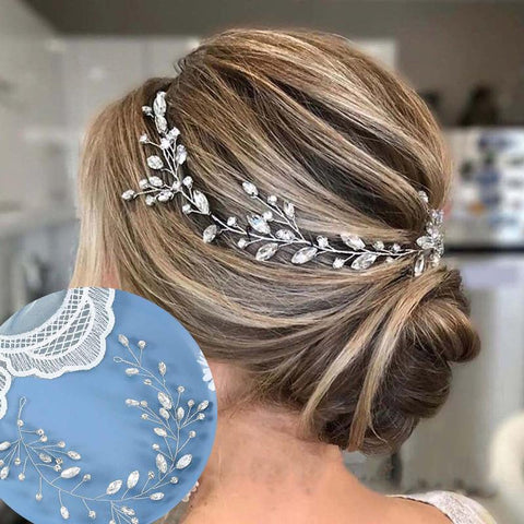 Wedding Head Flower Crystal Pearl Hair Combs -JW00445-Veeddydropshipping
