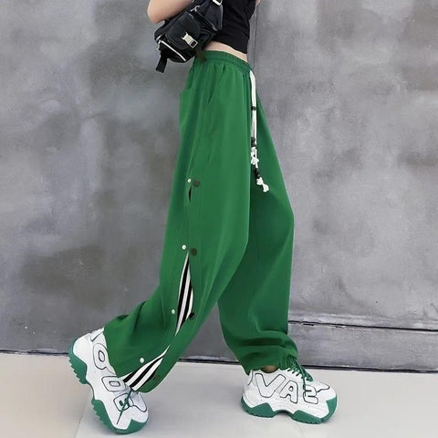 Fashion Loose Wide Leg Pants Women High Waist Elastic Streetwear-WF00462-Veeddydropshipping