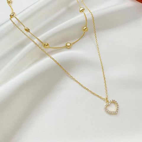 Fashion  Double Layer Heart Necklace For Women -JW01213-Veeddydropshipping