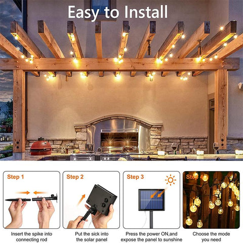 Solar String Lights Outdoor 60 Led Crystal Globe Lights with 8 Modes-TI00836-Veeddydropshipping