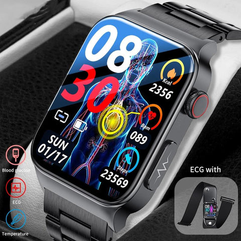 2023 New Blood Glucose Monitor Health Smart Watch Men ECG+PPG Blood-CE00532-Veeddydropshipping