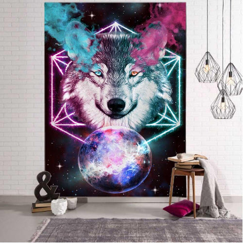 Fantasy wolf tapestry wall hanging room decoration-HA00224-Veeddydropshipping