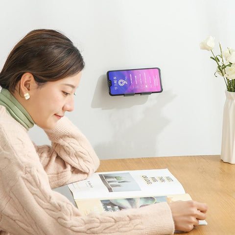 2021 Universal Wall-mounted Phone Holder Bedside Mobile Phone Charging Stand Shelf Non-marking-PA00539-Veeddydropshipping