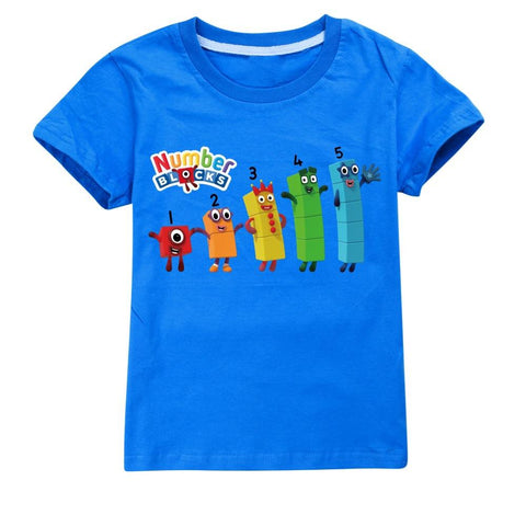 Children Cute Number Blocks Clothes Kids Summer Fashion T-shirt Baby-TB01171-Veeddydropshipping