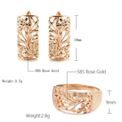 Rose Gold Women  Flower Elegant Ethnic Wedding Jewelry Sets -JW00387-Veeddydropshipping