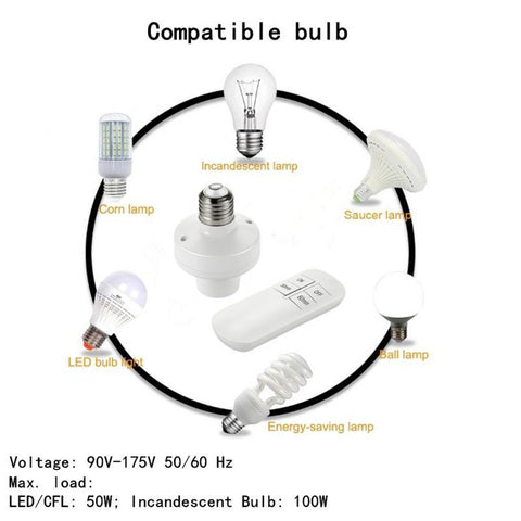 COURI E26 / E27 Wireless Smart Remote Control Light Lamp Base -CE00771-Veeddydropshipping
