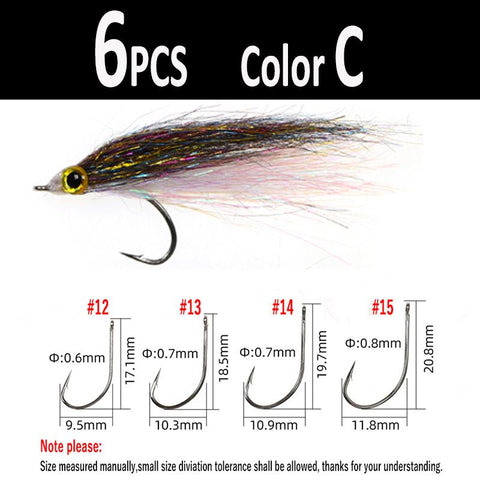 6pcs Wounded Ice Dub Minnow Fly Fishing Flies Realistic Baitfish Lures-OS00531-Veeddydropshipping