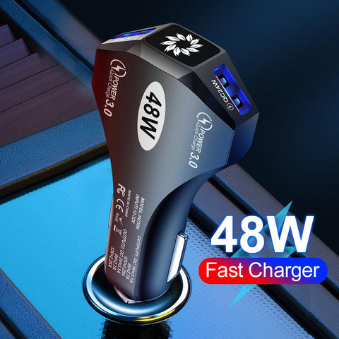 48W 2 Ports Car Charger Quick Charge 3.0 4.0 Mobile Phone Charger-PA01123-Veeddydropshipping