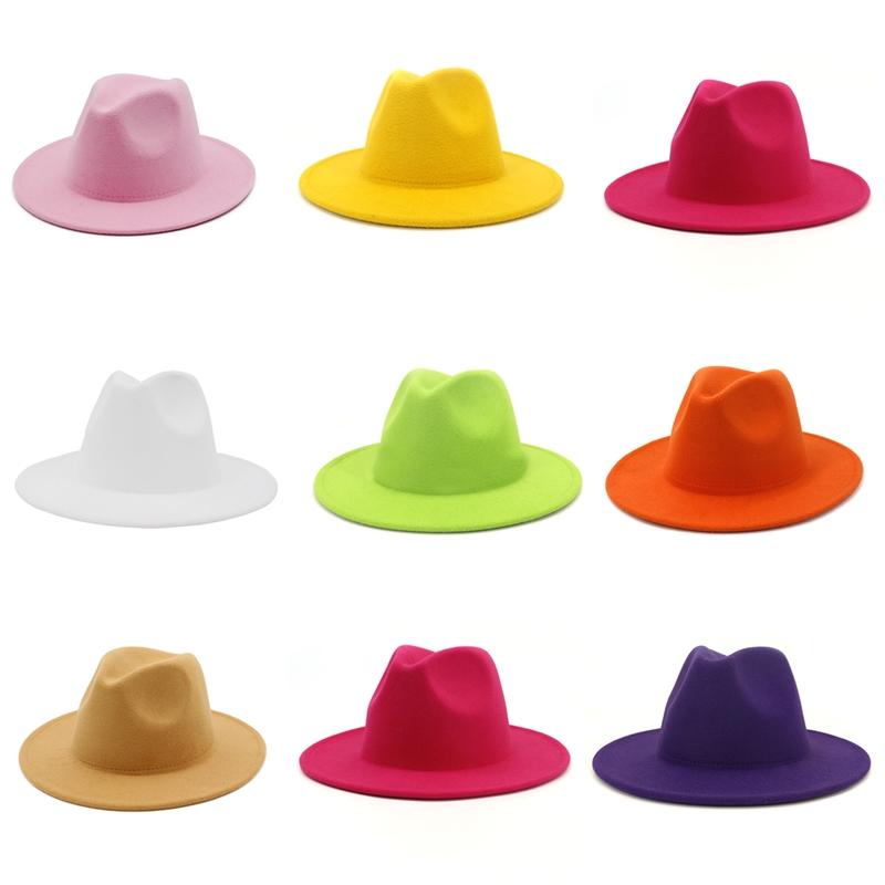 fedora hat women&#39;s 21-color wide brim jazz top-MF01005-Veeddydropshipping