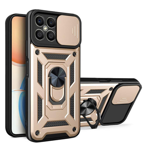 For Huawei Honor X8 Case Rugged Armor Magnetic Car Ring Phone Cases For Honor-PA00258-Veeddydropshipping