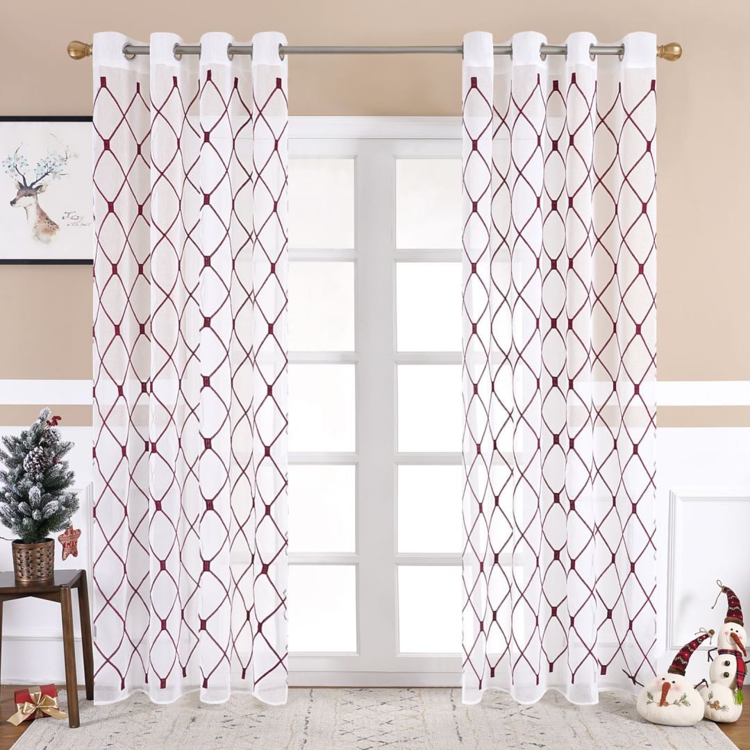 Sheer Curtains Tulle Window Curtains-HA00415-Veeddydropshipping