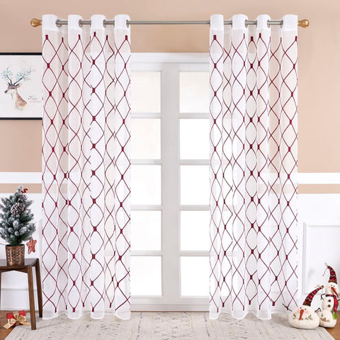 Sheer Curtains Tulle Window Curtains-HA00415-Veeddydropshipping