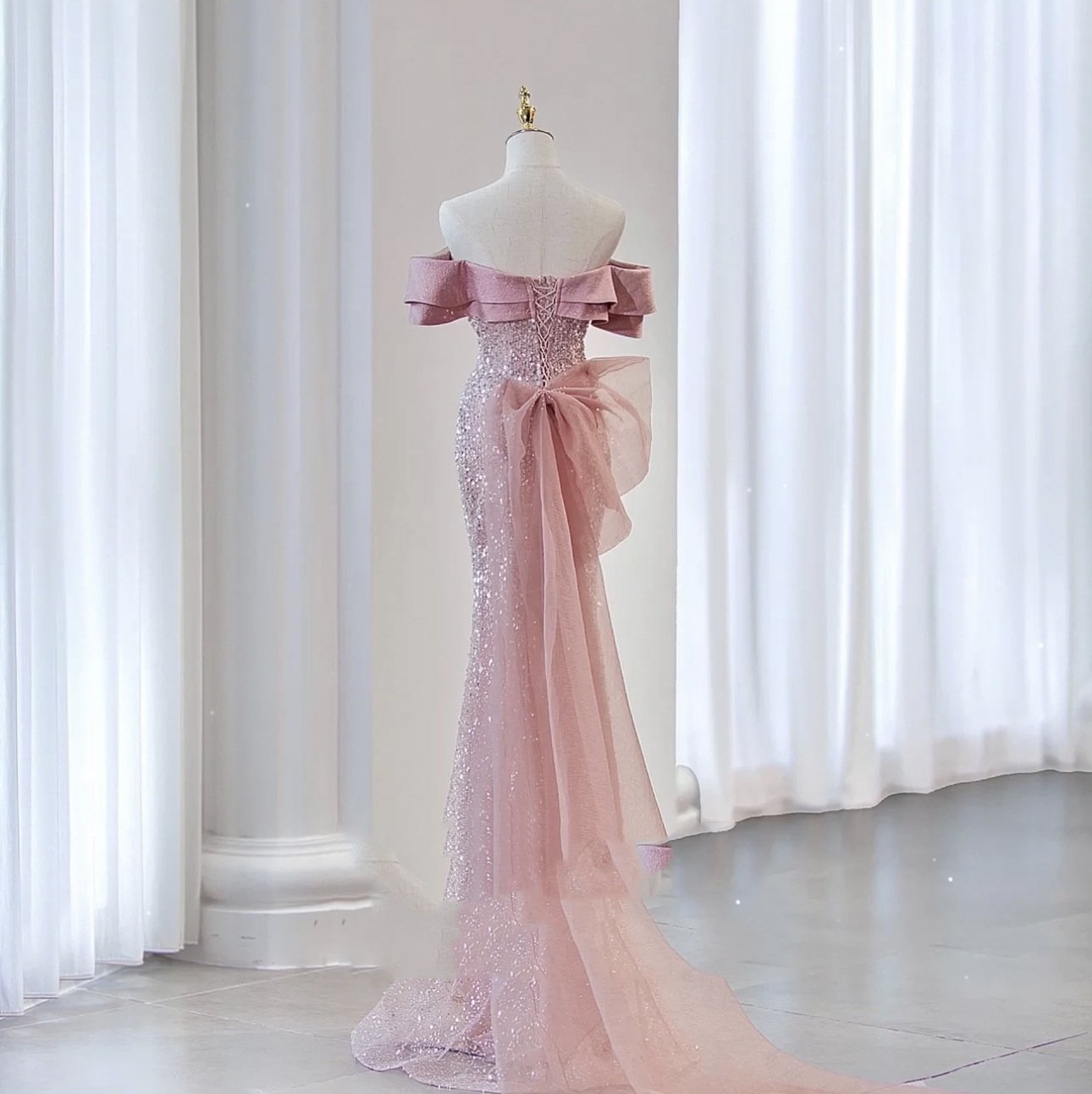 Sexy Off the Shoulder Sequin Gown-Veeddydropshipping