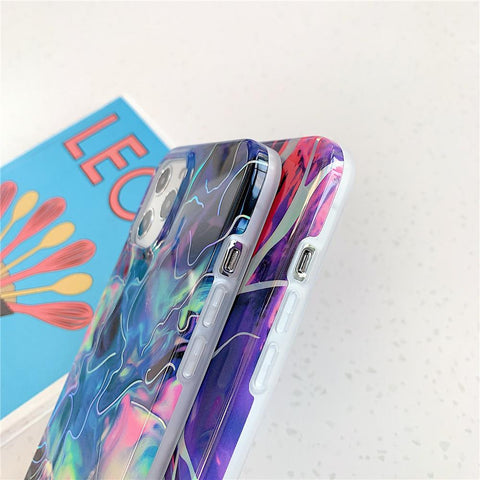 Laser Gradual Color Marble Phone Case For iphone 14 Pro Max 13 Pro 12 11 14 Plus-PA00183-Veeddydropshipping