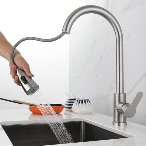 Brushed Nickel Kitchen Faucet-TI00627-Veeddydropshipping