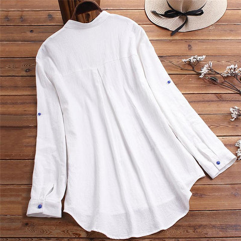S-5XL Loose Linen Maternity Blouses Long Sleeve Nursing Tops Shirts For Pregnant-TB00581-Veeddydropshipping