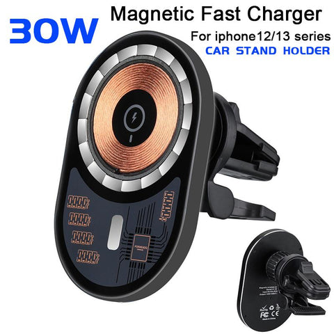 30W For MagSafe Portable Qi Car Wireless Charger-PA01105-Veeddydropshipping