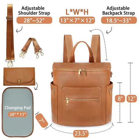 2022 New Fashion Mommy Bag Pu Leather Diaper Backpack Bag-TB00256-Veeddydropshipping