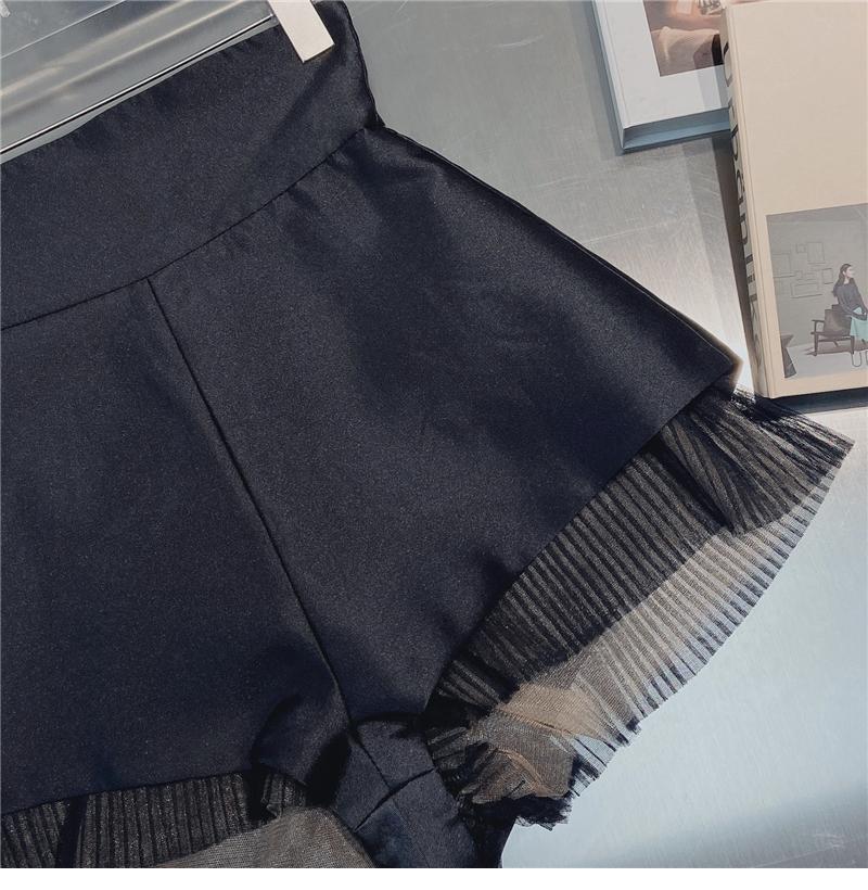Women Stitching High Waist Slim Wide Leg Shorts-WF00437-Veeddydropshipping