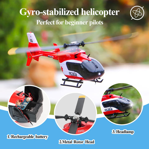 EC-135 Scaled 100 Size 4 Channels Gyro Stabilized RC Helicopter for Adults-TB01417-Veeddydropshipping