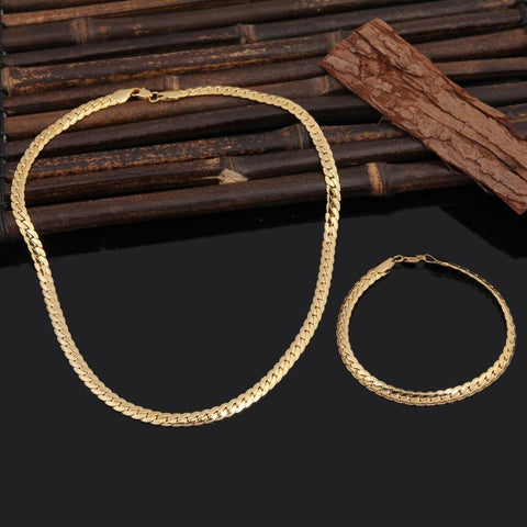 925 sterling silver 18K gold chain bracelets neckalce  jewelry sets -JW00215-Veeddydropshipping