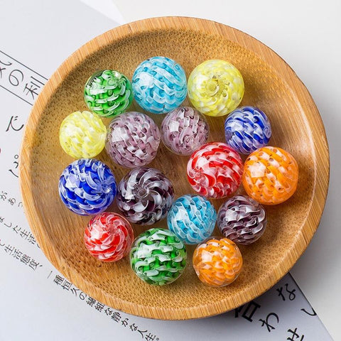 Round Ball Shape Helix Glass Loose Crafts Beads For DIY -JW01480-Veeddydropshipping