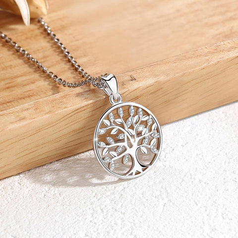 100% 925 Sterling Silver Tree of Life Pendant Necklaces -JW00009-Veeddydropshipping