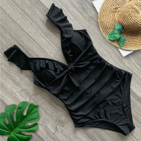 2020 Sexy New Ruffle One Piece Swimsuit Off The Shoulder Swimwear Women Swimsuit-OS00043-Veeddydropshipping