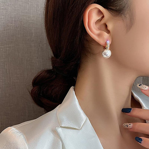 Fashion Pearl Earrings Jewelry Zircon Drop Earrings for Women -JW01437-Veeddydropshipping