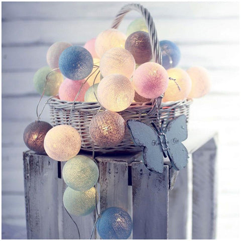 20 LED Cotton Ball Garland String Lights Christmas Fairy Lighting Strings for Outdoor-TI00939-Veeddydropshipping