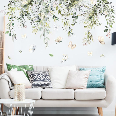 Tropical Green Leaves PVC Wall Stickers-HA00225-Veeddydropshipping