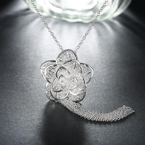 925 sterling Silver Jewelry set  flower-JW00212-Veeddydropshipping