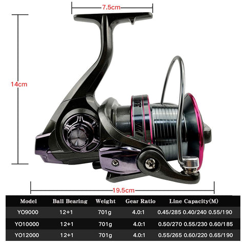 Metal Spool Fishing Reel Ultral Light High-speed 4.0:1 Spinning Reel 12+1BB 20-30kg -OS00408-Veeddydropshipping